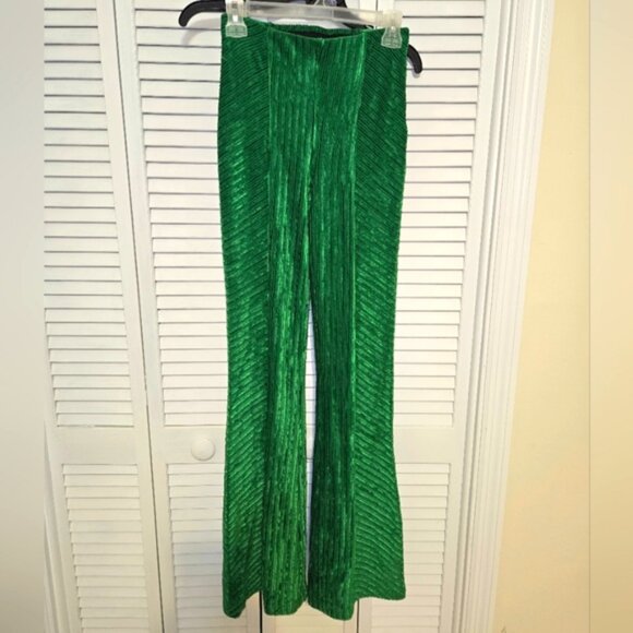 Free People Women's XS Velvet Pull-on Flare Pants Boho New - Picture 2 of 12